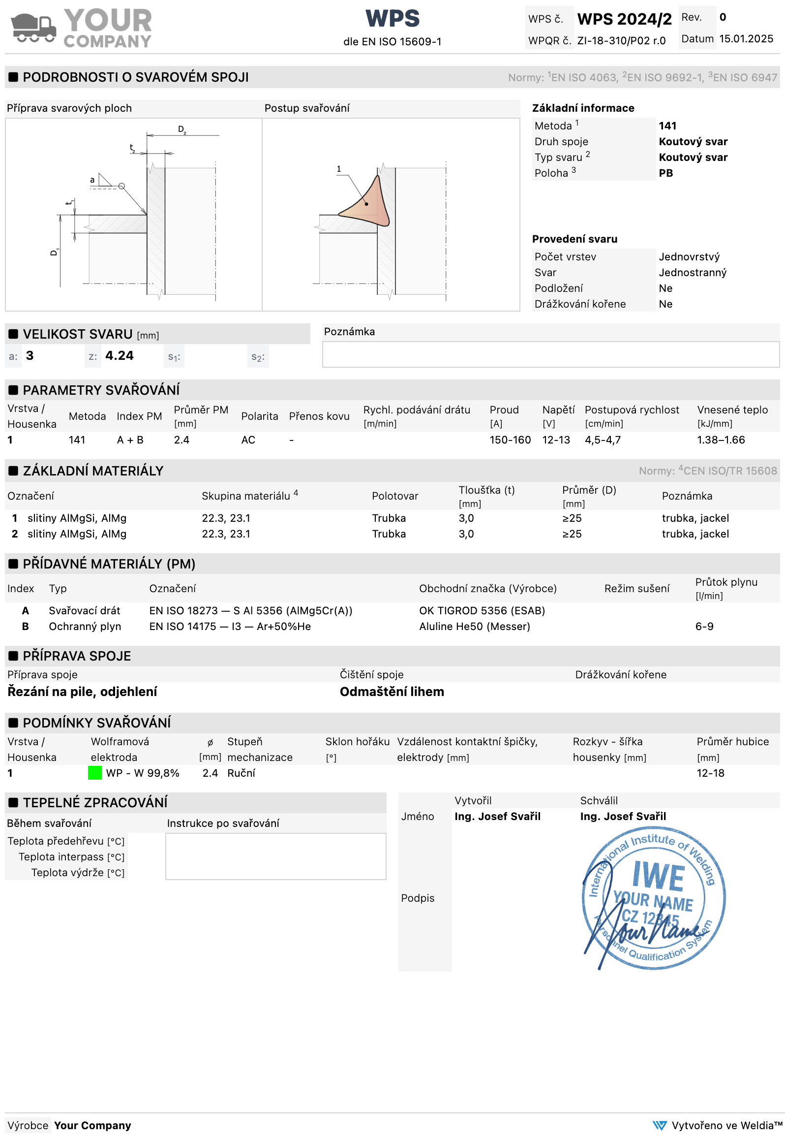 WPS document made with Weldia WPS
